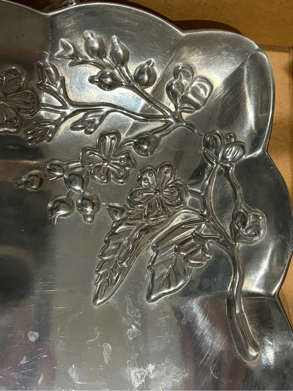 Lenox Silver Floral Embossed Serving Tray